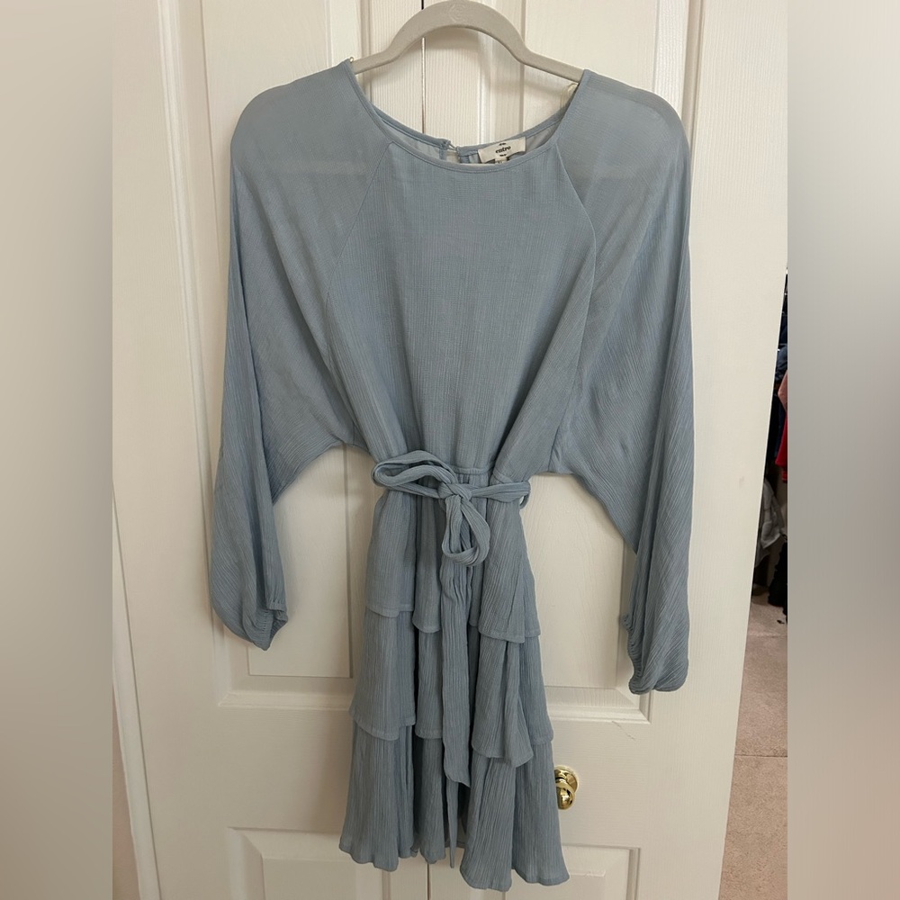 Blue chiffon dress with ruffle skirt size medium